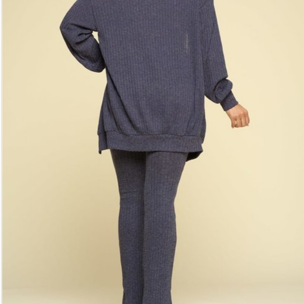 3PC set Cardigan Bottoms Top Blue Gray - Picture 6 of 7